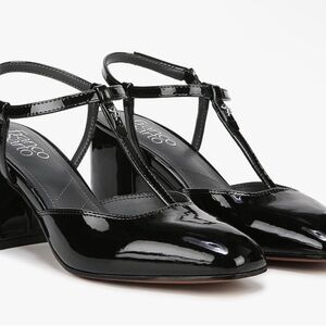 Franco Sarto Tasha T-strap in black patent